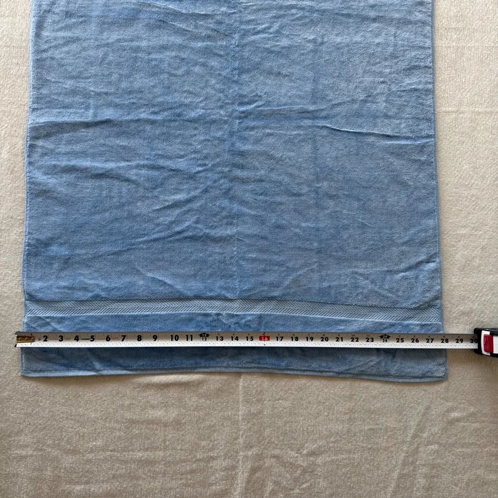 2pc Vintage Sears Superplush Bath Towels Blue Set Lot 2 USA Heavy Cotton Retro‎